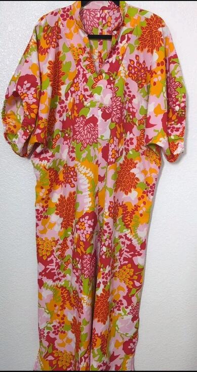 Handmade Dresses & Skirts - VTG 80s Handmade Hawaiian Maxi Dress Mumu Plus 50" Bust Floral 1x